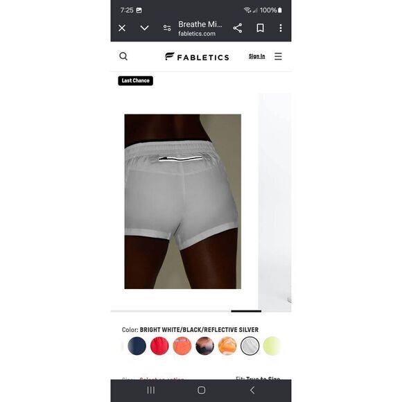 New Small  Fabletics Bright White and Black Breathe Run Shorts with Built in Pan - Picture 5 of 12